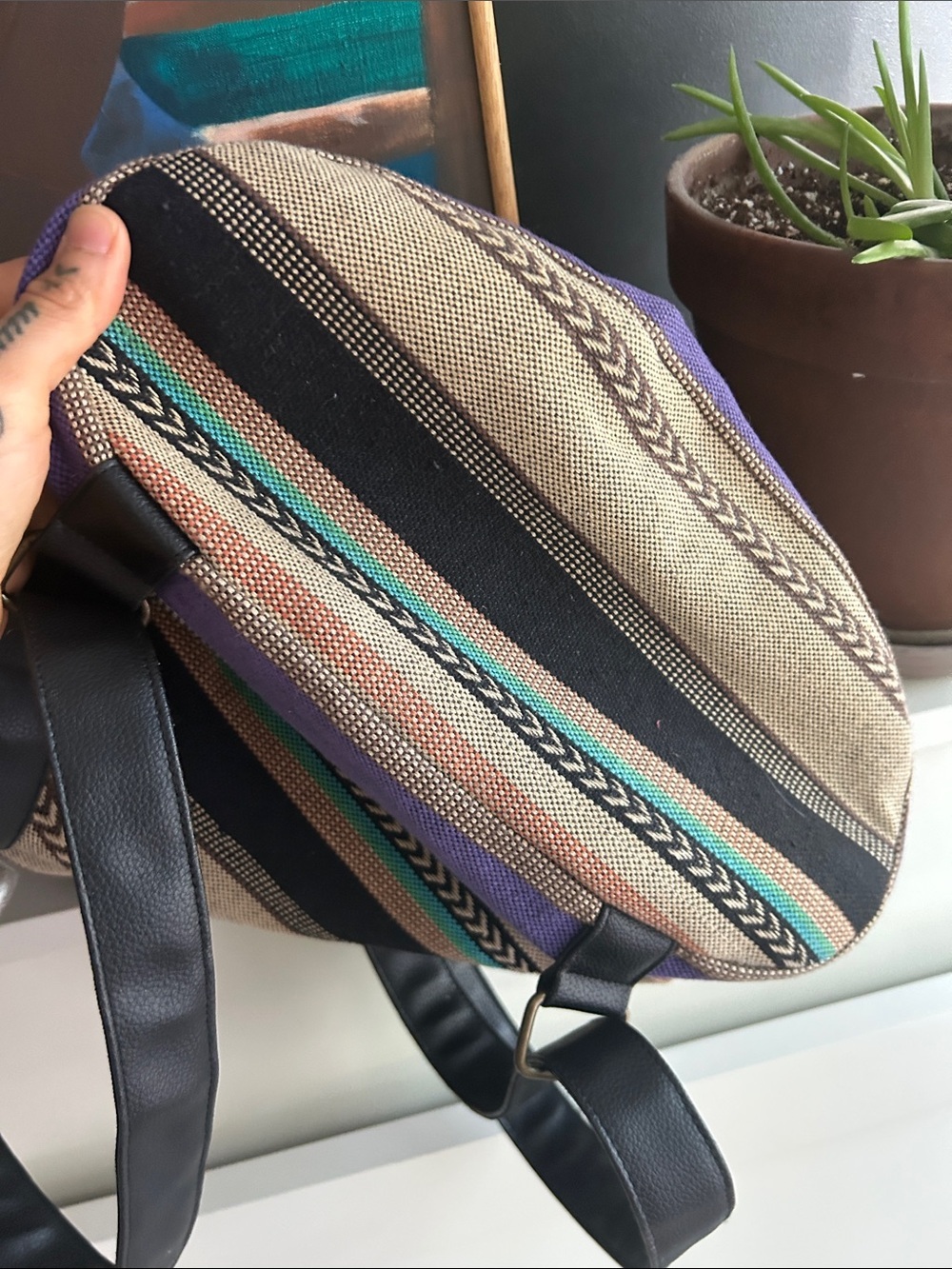 Element Multicolor Striped Drawstring Backpack with Black Flap - Picture 8 of 12